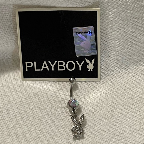 PLAYBOY Navel Ring Clear Rhinestones Silver, 14G, 316L - Item# B09389424 - Picture 15 of 17
